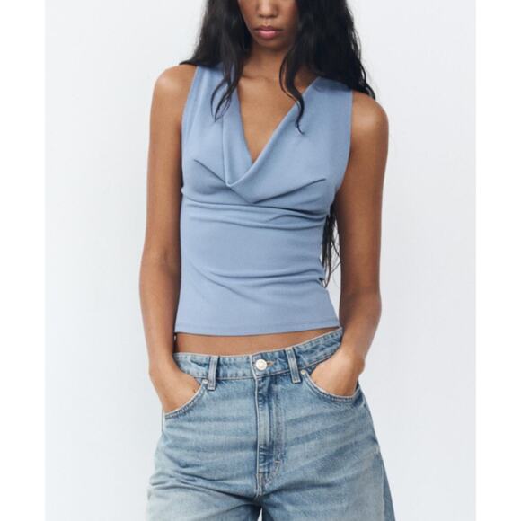 Zara Tops - Nwt- Zara - DRAPED NECKLINE TOP-Small